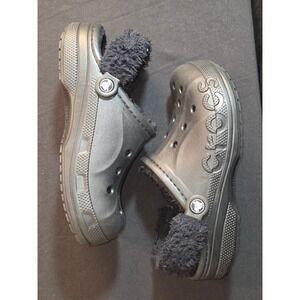 Crocs Classic Lined Clog Black Fuzzy Faux Fur Warm Winter Shoes Womens Size 7
